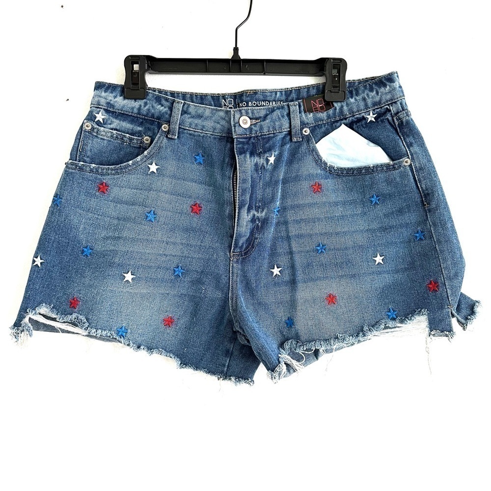 NWT No Boundaries Size 15 Juniors High Rise STARS Destructed Midi Denim …